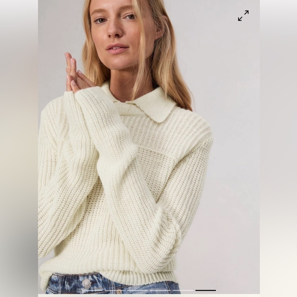 rag & bone Cream Ribbed Knit Crew Neck Sweater - Picture 3 of 12